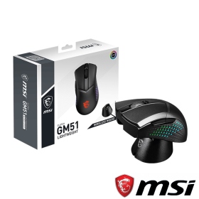 微星 Clutch GM51 Lightweight Wireless 無線滑鼠/Paw 3395/Omron/26000Dpi/附充電基座/Rgb