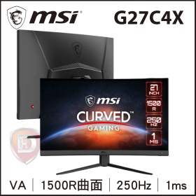 MSI G27C4X(H2P1/1ms/VA曲面/250Hz/無喇叭/FreeSync)