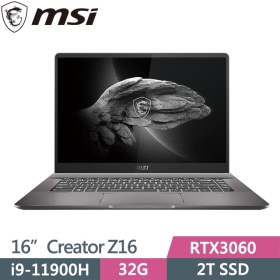 MSI Creator Z16 A11UET[092TW]i9-11900H/32G/2T/RTX3060 6G/2K/