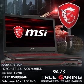 GL73 8RC【054TW】BB7875H8G1T0DX10MH(i7-8750H/8G/NV1050-4G)