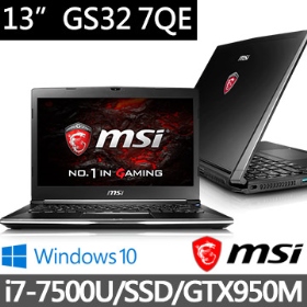 MSI 微星 GS32 7QE-015TW(i7-7500U/16G/512G SSD/NV GTX950M 2G/