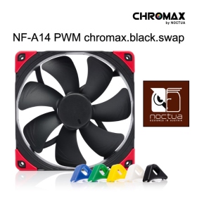 貓頭鷹 Noctua NF-A14 PWM chromax.black.swap 14cm/防震靜音扇(黑化版+六色防震墊片)