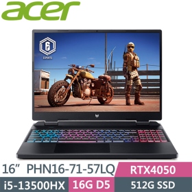 Acer PHN16-71-57LQ〈黑〉i5-13500HX/RTX4050/16G/512G/16吋