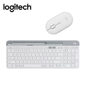 羅技 K580超薄跨平台無線藍牙鍵盤(珍珠白)+羅技 M350 無線光學滑鼠(珍珠白)