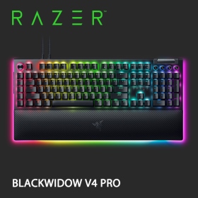 Razer BlackWidow V4 Pro 機械式鍵盤/有線/綠軸/中文/控制轉盤/手托/鋁合金結構/Rgb