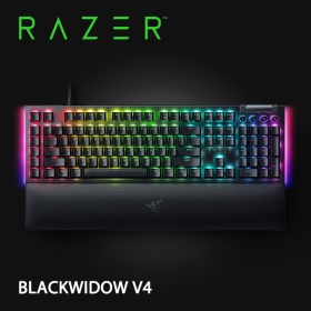 Razer BlackWidow V4 機械式鍵盤/有線/綠軸/中文/六個巨集鍵/磁吸手托/多功能滾輪+媒體鍵/Rgb