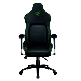 Razer Iskur 人體工學電競椅(綠)/PVC材質/4D/腰枕支撐/記憶頭枕/鋼製椅身
