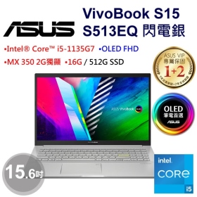 華碩 S513EQ-0262S1135G7(閃電銀)(i5-1135G7/16G/512G/MX350-2G/