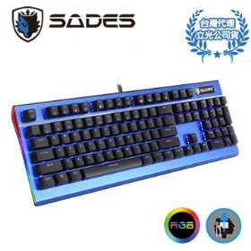 【福利品】SADES 死神鐮刀 SICKLE 機械式鍵盤/有線/青軸/中文/藍光側RGB