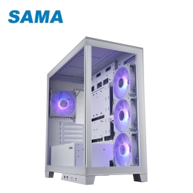 SAMA SAK702 新鏡界(白) 顯卡長40/U高16.5/全景玻璃透側/支援背插主機板/M-ATX