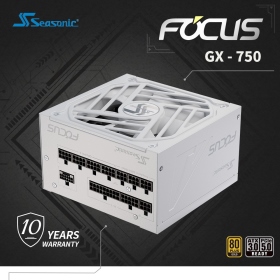 海韻 FOCUS GX-750 ATX3.0(750W) 白色版 雙8/金牌/全模組/PCIe 5.0/10年保