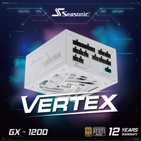 海韻 VERTEX GX-1200(1200W) 白色版 雙8/金牌/全模組/ATX3.0(PCIe 5.0)/12年保