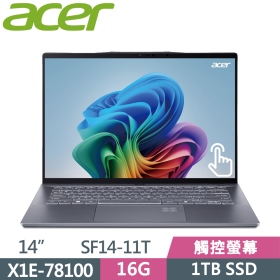 Acer SF14-11T-X5F7〈灰〉Qualcomm X1E-78100/16G/1T/14吋