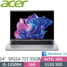 Acer SFG14-71T-55QB〈銀〉i5-13500H/16G/512G/14吋 *intel i5 觸控機種