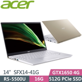 Acer SFX14-41G-R47W〈金〉R5-5500U/16G/512G/GTX1650-4G
