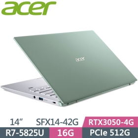 Acer SFX14-42G-R2Q2〈綠〉R7-5825U/16G/512G/RTX3050-4G