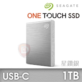 Seagate One Touch 1TB (星鑽銀)【SSD外接】(USB-C/三年保.三年救援)(STKG1000401)
