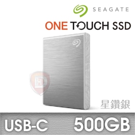 Seagate One Touch 500GB (星鑽銀)【SSD外接】(USB-C/三年保.三年救援)(STKG500401)