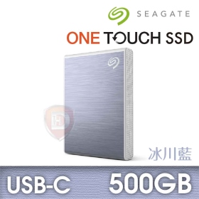 Seagate One Touch 500GB (冰川藍)【SSD外接】(USB-C/三年保.三年救援)(STKG500402)