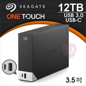 Seagate One Touch hub 12TB(黑)【3.5吋外接】(USB3.0/USB-C/三年保.三年救援)(STLC12000400)