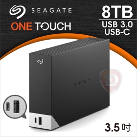 Seagate One Touch hub 8TB(黑)【3.5吋外接】(USB3.0/USB-C/三年保.三年救援)(STLC8000400)