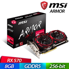微星 RX570 ARMOR MK2 8G OC電競虎(1268MHz/智慧停轉2.0/背板/27cm/註四年)