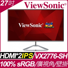 優派 ViewSonic VX2776-SH(1A2H/4ms/IPS/75Hz/無喇叭)時尚無邊框