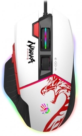 【永劫無間聯名】雙飛燕 A4 Bloody W95 MAX NARAKA 威力三槍RGB調校鼠(白)/有線/12000Cpi/編織線/4M記憶體/回應1ms/5段RGB