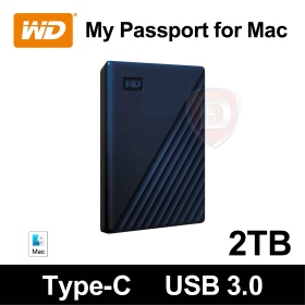 WD My Passport for Mac 2TB(Type-C/三年保)硬體加密/智能備份