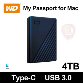 WD My Passport for Mac 4TB(Type-C/三年保)硬體加密/智能備份