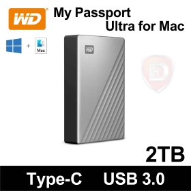 WD My Passport Ultra for Mac 2TB(Type-C/三年保)硬體加密/智能備份