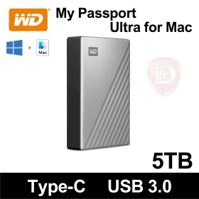 WD My Passport Ultra for Mac 5TB(Type-C/三年保)硬體加密/智能備份