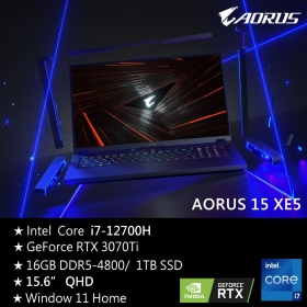 技嘉 AORUS 15 XE5-73TWB34SH(黑)(i7-12700H/16G/1T/RTX3070Ti/QHD/165Hz)