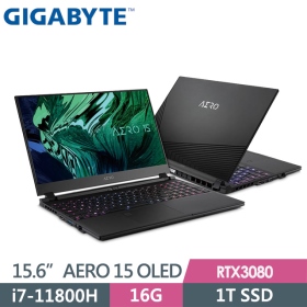 技嘉 AERO 15 OLED YD-73TW624GP(黑)(i7-11800H/16G/1T/RTX3080 